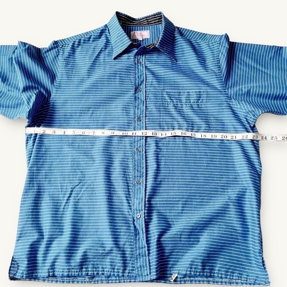 Vintage Haberdashers Pinstripe Shirt Buttoned Down Blue Cotton XXL Switzerland - Picture 11 of 12